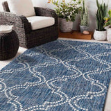 Jinju Blue Trellis Polypropylene Outdoor Rug by Fab Habitat