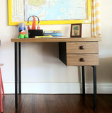 Vintage desk with world map
