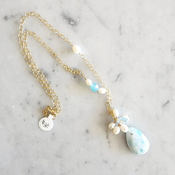 #76 14kt gold filled necklace with semi precious stones