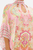 High Neck Cut Out Detail Short Kaftan - Tea With Tuschinski