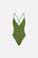 V Neck One Piece With Multicolour Stitching - Good Vibes Generation