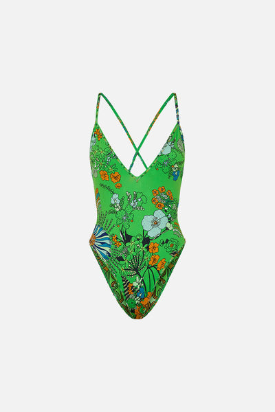 V Neck One Piece With Multicolour Stitching - Good Vibes Generation