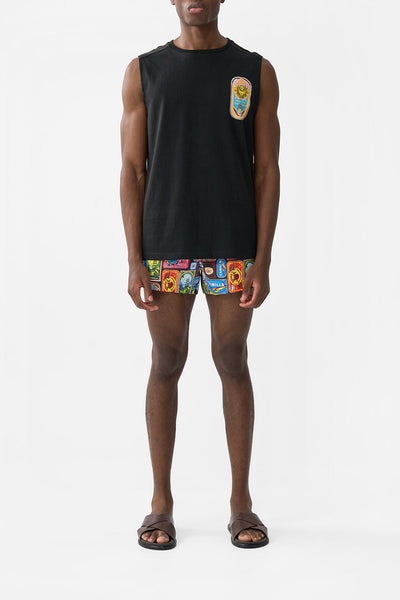 Contrast panel sleeveless tee - Sal do mar