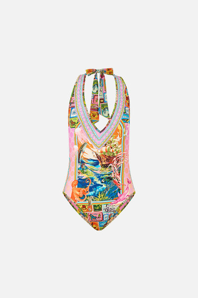 Reversible bind edge halter one piece - Salty splendour