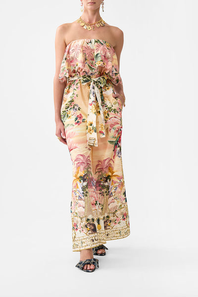 Strapless jumpsuit with frill - Welcome to the white lotus