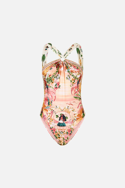 high neck one piece with trims Welcome to the white lotus