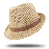 Raffia and leather trilby - SD031