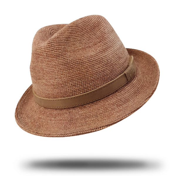Raffia and leather trilby - SD031