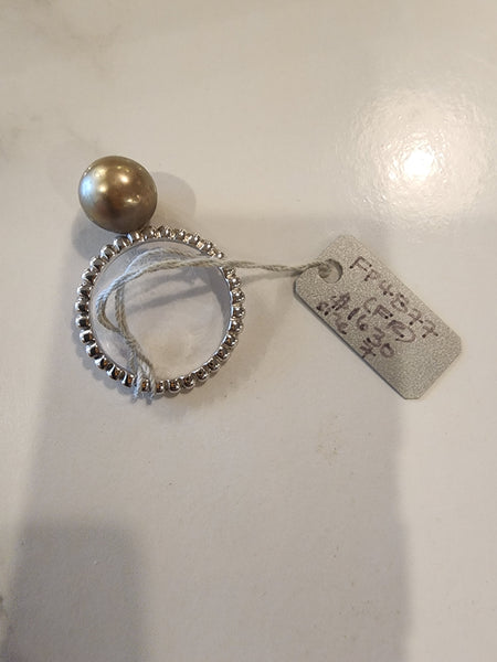 FP4877 - 1 pearl bead ring silver