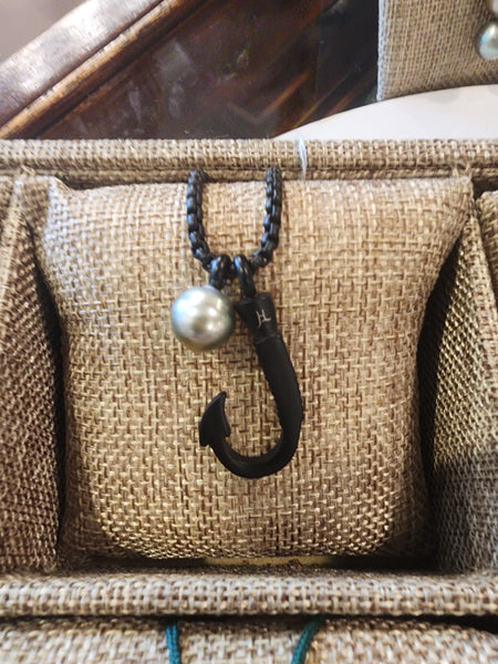 FP4937 - Black ST. Steel Hook Necklace