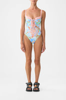 sweetheart neck one piece with tie front
Topkapi
