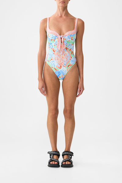 sweetheart neck one piece with tie front
Topkapi
