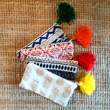 Zip Pouch with handmade tassel