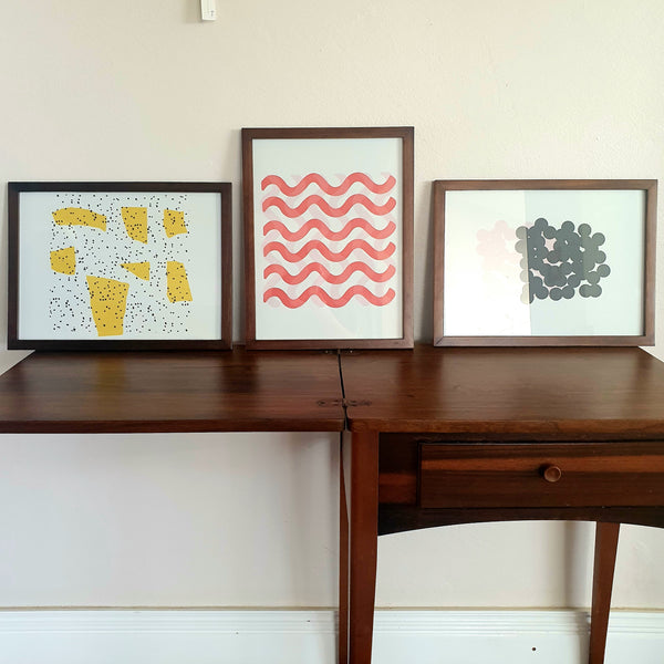 Set of 3 decorative prints - framed