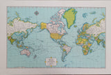 Vintage desk with world map
