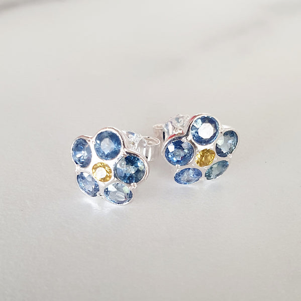 Blue & Yellow sapphire studs - ER3487