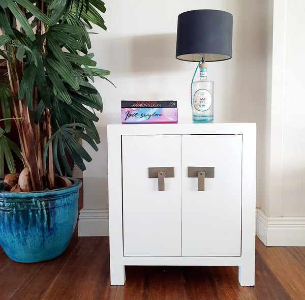 White double door side table