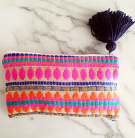 Zip Pouch with handmade tassel