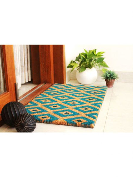 Kimberley Blue Diamond PVC Backed Coir Doormat by Fab Habitat